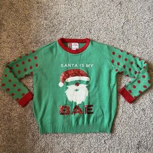 Ugly Christmas Sweater Women's XL Holiday Funny Xmas "Santa Is My Bae"
